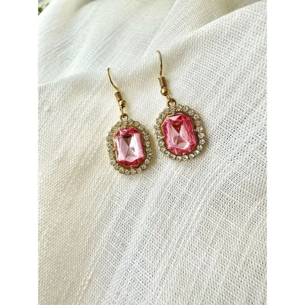 Light Pink Dangle rhinestone earrings